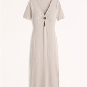 Abercrombie Fitch short sleeve o-ring midi dress Cream XS